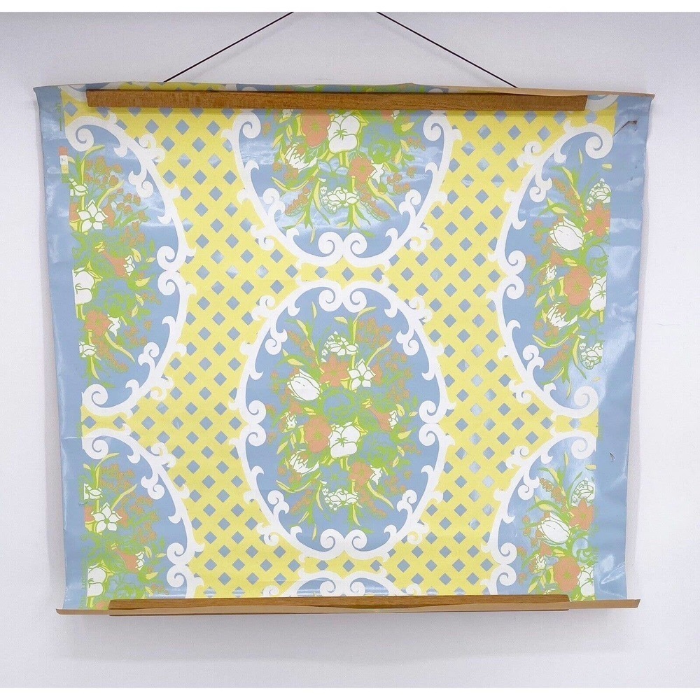 Vintage Mid Century Wallpaper 29" x 28" 1 Roll Panel MCM Mod Floral Bouquet 60s